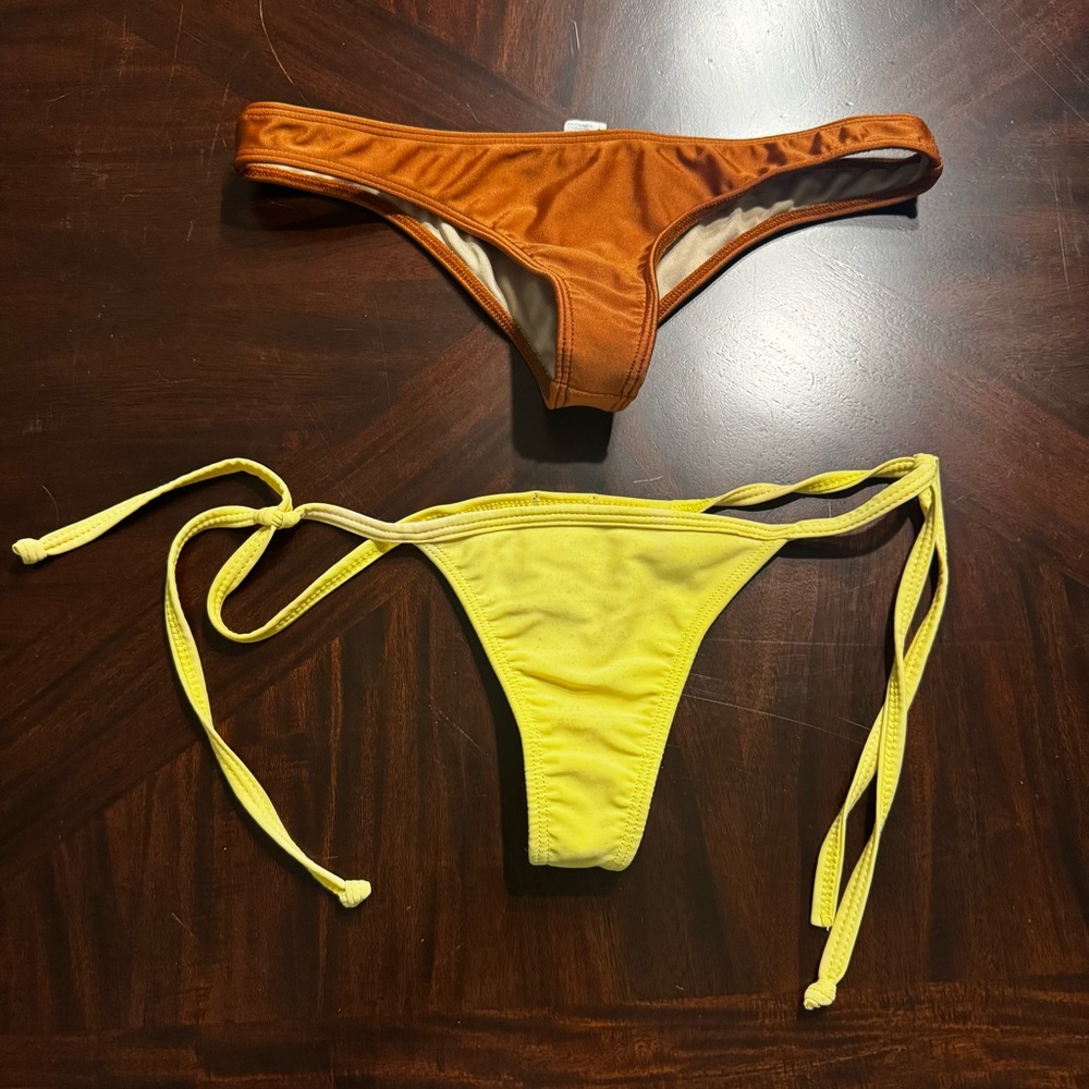 Blue Moves Bikini Bottoms Lot of 2 Size Small Tie Side Yellow & Rust - Picture 2 of 12